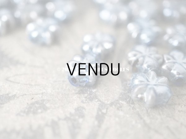 画像5: アンティーク スフレビーズ 花型 サックスブルー 吹きガラス製 ビーズ  8mm 約60ピース (5)