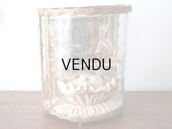 画像3: アンティーク グローブ・ド・マリエ 　淡いピンクオレンジ　ベルベットのクッション　 (3)