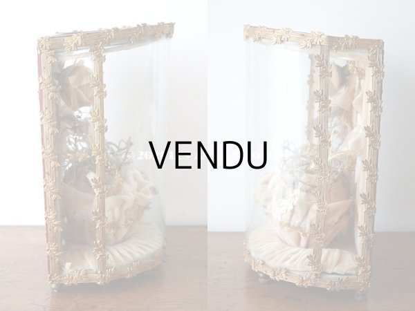 画像5: アンティーク グローブ・ド・マリエ 　淡いピンクオレンジ　ベルベットのクッション　 (5)