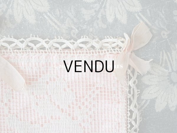 画像11: アンティーク 天使＆薔薇のハンキーケース 小さなポシェット ピンク フィレレース (11)