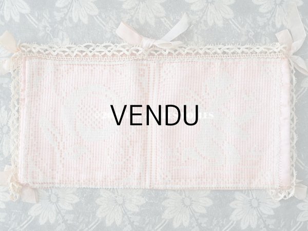 画像7: アンティーク 天使＆薔薇のハンキーケース 小さなポシェット ピンク フィレレース (7)