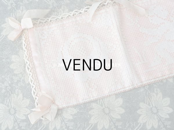 画像4: アンティーク 天使＆薔薇のハンキーケース 小さなポシェット ピンク フィレレース (4)