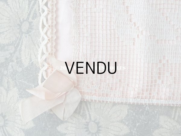 画像9: アンティーク 天使＆薔薇のハンキーケース 小さなポシェット ピンク フィレレース (9)