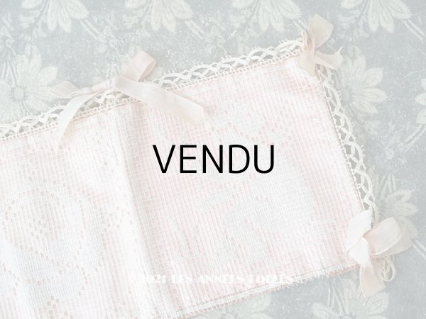 画像3: アンティーク 天使＆薔薇のハンキーケース 小さなポシェット ピンク フィレレース (3)