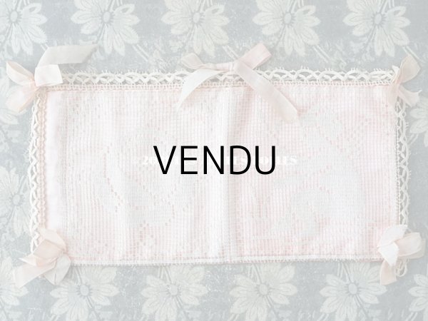 画像6: アンティーク 天使＆薔薇のハンキーケース 小さなポシェット ピンク フィレレース (6)