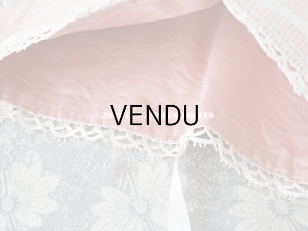 画像5: アンティーク 天使＆薔薇のハンキーケース 小さなポシェット ピンク フィレレース (5)