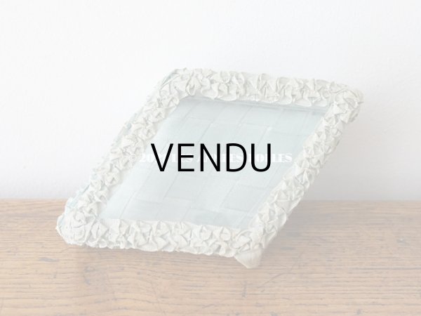 画像8: アンティーク リボンワークのジュエリーボックス スモーキーブルー ガラスケース (8)