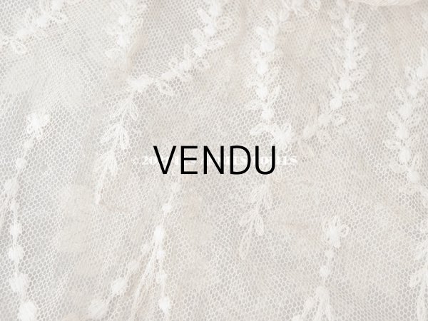 画像10: アンティーク カーテン (ペア) リボン柄 アイボリー＆キャメル色 85〜120cm幅×高さ275cmのカーテン2点 (10)