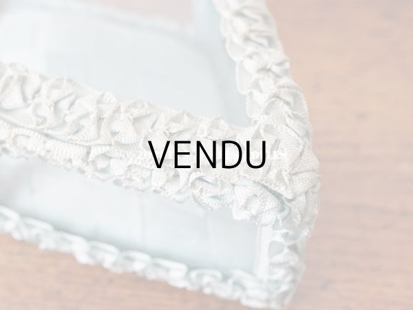 画像13: アンティーク リボンワークのジュエリーボックス スモーキーブルー ガラスケース (13)