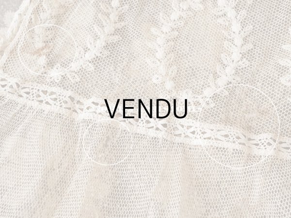 画像8: アンティーク カーテン (ペア) リボン柄 アイボリー＆キャメル色 85〜120cm幅×高さ275cmのカーテン2点 (8)