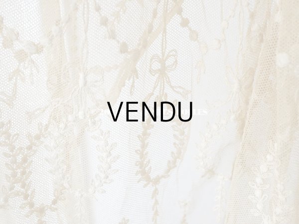 画像3: アンティーク カーテン (ペア) リボン柄 アイボリー＆キャメル色 85〜120cm幅×高さ275cmのカーテン2点 (3)