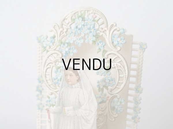 画像6: 1900年代 アンティーク  初聖体の立体カニヴェ 勿忘草 プルミエール・コミュニオン (6)