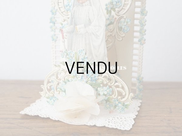 画像7: 1900年代 アンティーク  初聖体の立体カニヴェ 勿忘草 プルミエール・コミュニオン (7)