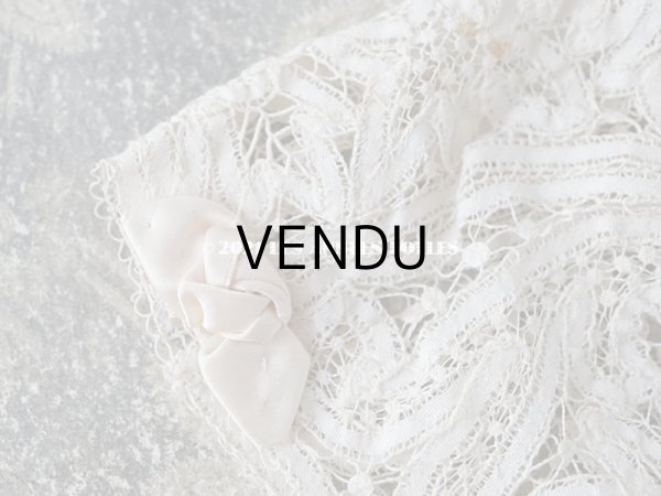 画像7: アンティーク  ドール用 レースのボネ　パウダービンクのリボン付 (7)