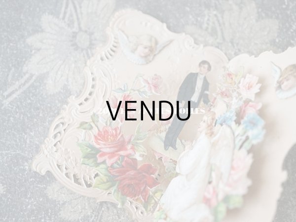 画像7: 1900年 アンティーク  初聖体の立体カード 見開き型　鈴蘭　＆　勿忘草  (7)