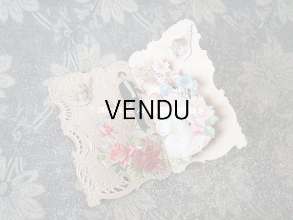 画像5: 1900年 アンティーク  初聖体の立体カード 見開き型　鈴蘭　＆　勿忘草  (5)