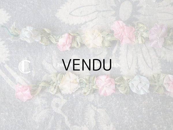 画像7: アンティーク シルク製 6色の薔薇のロココトリム  (7)