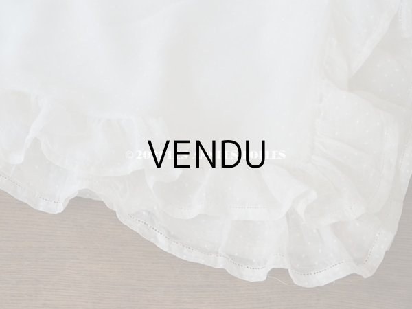 画像9: アンティーク 布団カバー ドットの刺繍入り コットン生地 フリル付き　146×169cm (9)