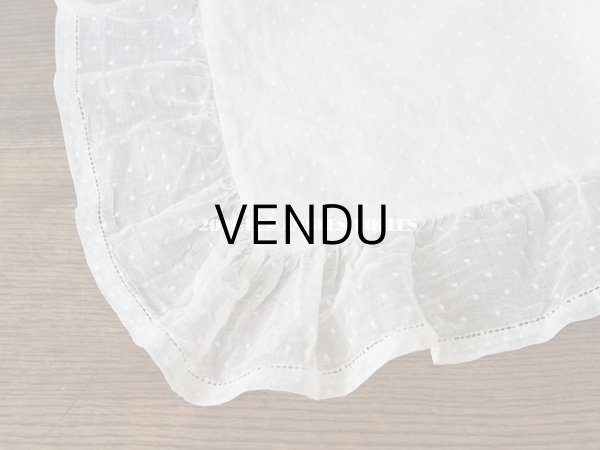 画像6: アンティーク 布団カバー ドットの刺繍入り コットン生地 フリル付き　146×169cm (6)