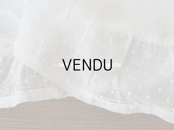 画像4: アンティーク 布団カバー ドットの刺繍入り コットン生地 フリル付き　146×169cm (4)