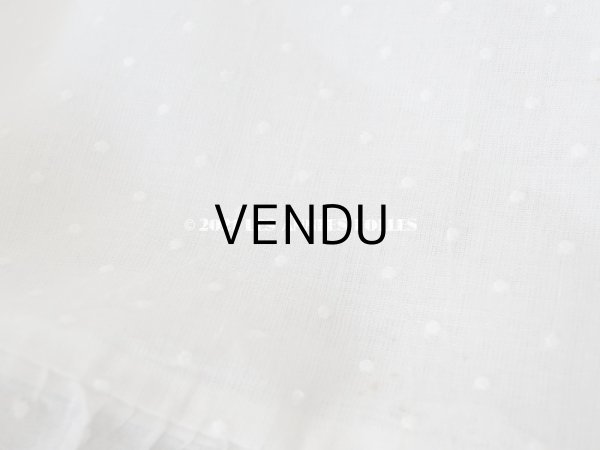 画像3: アンティーク 布団カバー ドットの刺繍入り コットン生地 フリル付き　146×169cm (3)