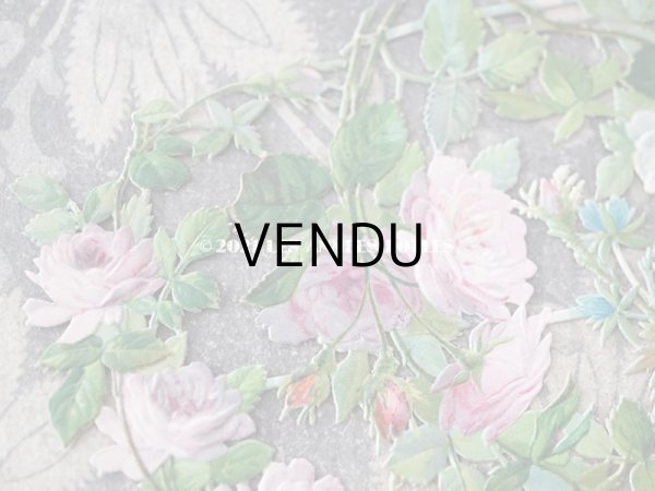 画像3: 1900年代 アンティーク ダイカットクロモ　薔薇のガーランド (3)