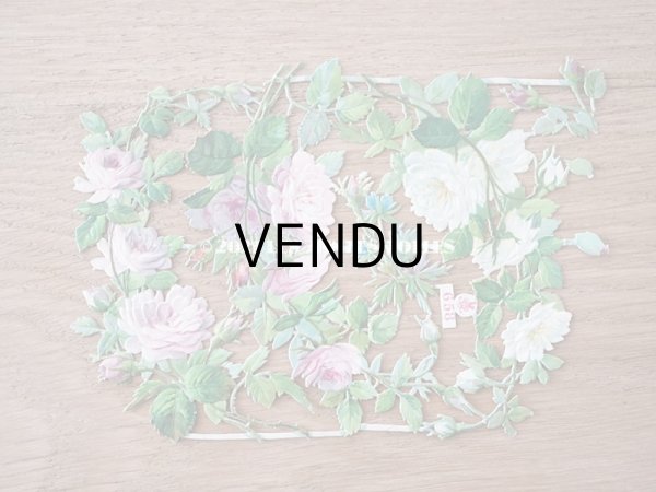 画像6: 1900年代 アンティーク ダイカットクロモ　薔薇のガーランド (6)