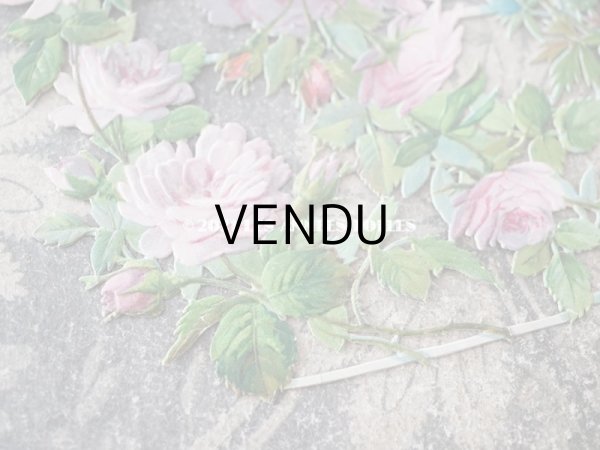 画像4: 1900年代 アンティーク ダイカットクロモ　薔薇のガーランド (4)