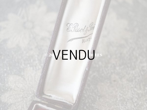 画像5: アンティーク　ピンブローチ用 ジュエリーボックス 金彩入り チョコレートブラウン (5)