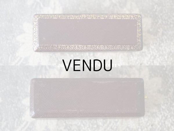 画像6: アンティーク　ピンブローチ用 ジュエリーボックス 金彩入り チョコレートブラウン (6)