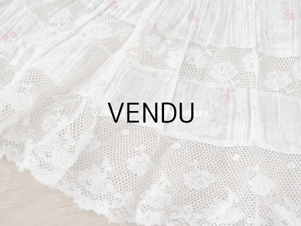 画像20: 1900年代 アンティーク 小さな薔薇模様　コットンオーガンジーのペチコート ドールドレス用生地 (20)