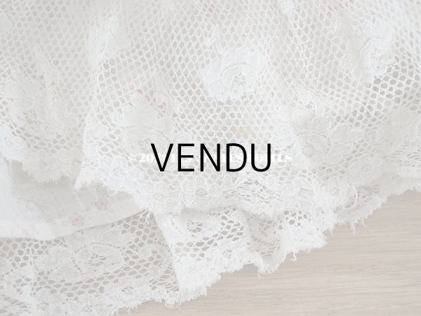 画像15: 1900年代 アンティーク 小さな薔薇模様　コットンオーガンジーのペチコート ドールドレス用生地 (15)