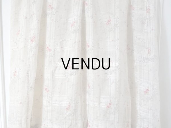 画像4: 1900年代 アンティーク 小さな薔薇模様　コットンオーガンジーのペチコート ドールドレス用生地 (4)