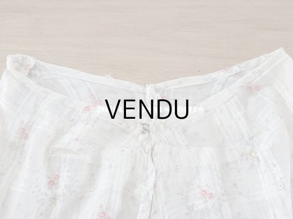 画像6: 1900年代 アンティーク 小さな薔薇模様　コットンオーガンジーのペチコート ドールドレス用生地 (6)