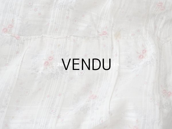 画像14: 1900年代 アンティーク 小さな薔薇模様　コットンオーガンジーのペチコート ドールドレス用生地 (14)