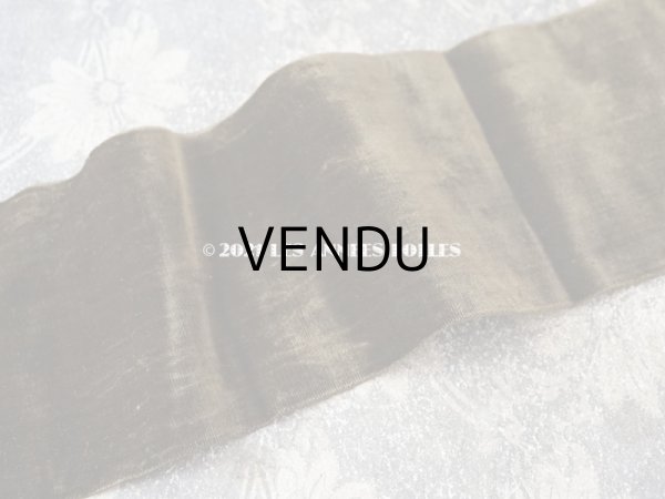 画像3: 19世紀末 アンティーク シルク製 幅広 ベルベットのリボン カーキブラウン 108cm　幅11cm (3)