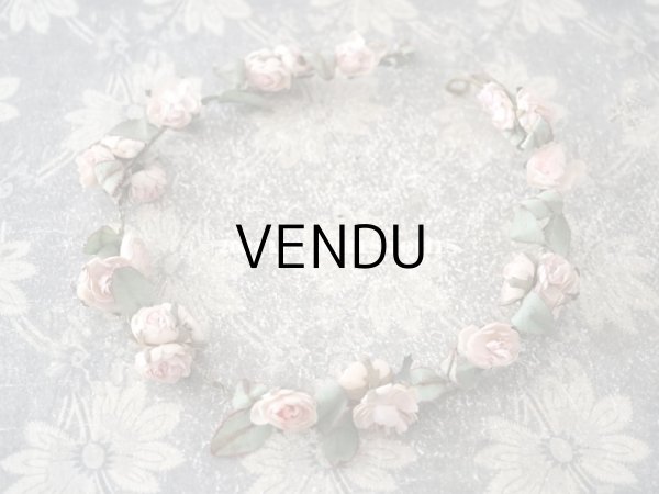 画像4: 19世紀末 アンティーク 小さな薔薇の布花のティアラ 　パウダーピンク (4)