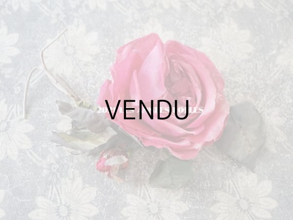 画像8: アンティーク ピンクの薔薇の大きな布花 コサージュ クオーター・ロゼット咲き (8)