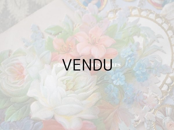 画像5: 1884年 アンティーク  初聖体の立体カニヴェ ファン付きブーケ プルミエール・コミュニオン (5)