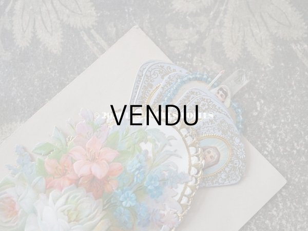 画像8: 1884年 アンティーク  初聖体の立体カニヴェ ファン付きブーケ プルミエール・コミュニオン (8)