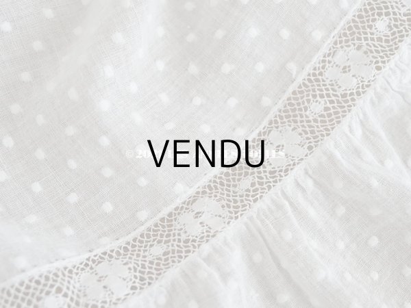 画像7: アンティーク  テーブルクロス ドットの刺繍入り コットン生地 91×92cm (7)