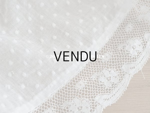 画像8: アンティーク  テーブルクロス ドットの刺繍入り コットン生地 91×92cm (8)