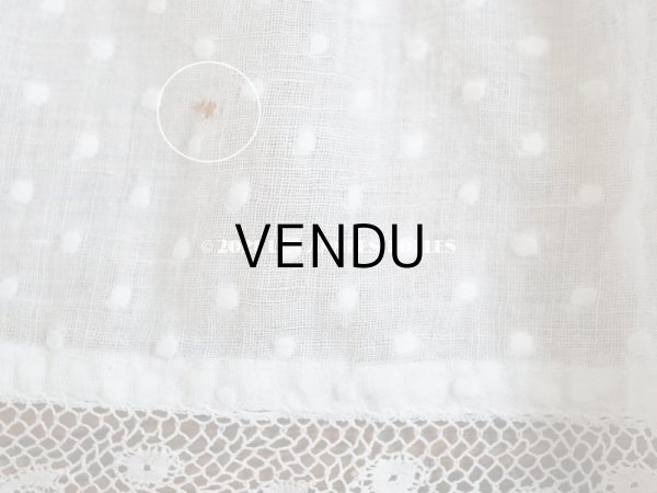 画像12: アンティーク  テーブルクロス ドットの刺繍入り コットン生地 91×92cm (12)