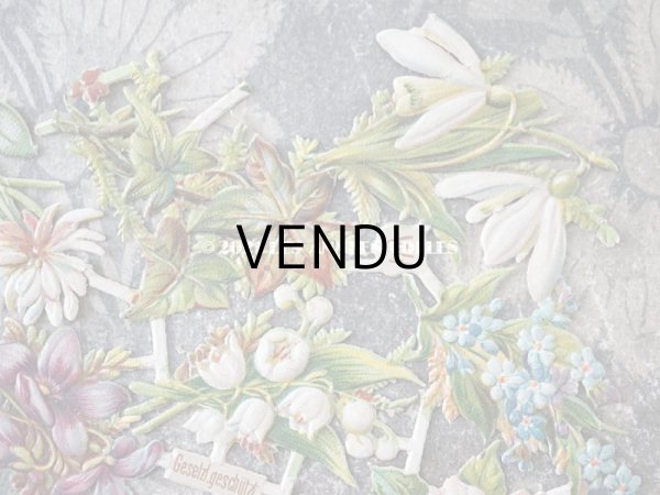 画像3: 1900年代 アンティーク ダイカットクロモ　鈴蘭＆菫＆薔薇＆勿忘草＆百合＆エーデルワイス (3)