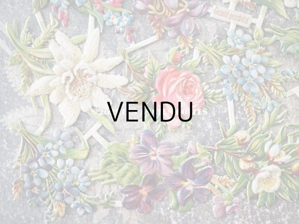 画像4: 1900年代 アンティーク ダイカットクロモ　鈴蘭＆菫＆薔薇＆勿忘草＆百合＆エーデルワイス (4)