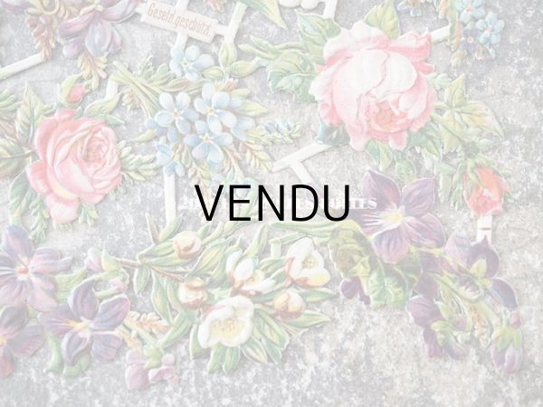 画像5: 1900年代 アンティーク ダイカットクロモ　鈴蘭＆菫＆薔薇＆勿忘草＆百合＆エーデルワイス (5)