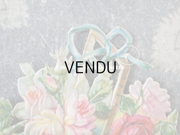 画像3: 1900年代 アンティーク ダイカットクロモ　薔薇の花かご (3)