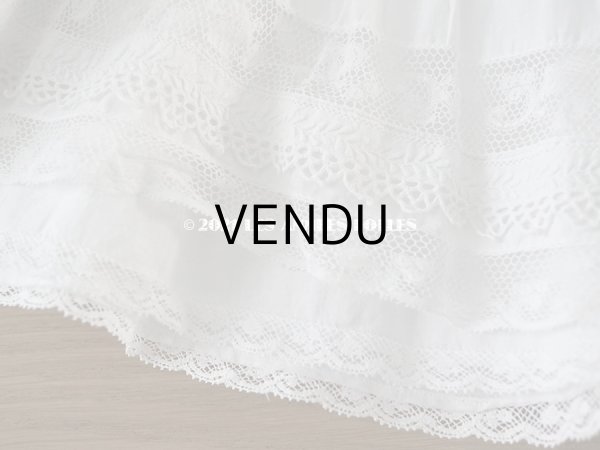 画像13: アンティーク 洗礼式のベビードレス 手刺繍＆手縫い ピンクのリボン付き  (13)