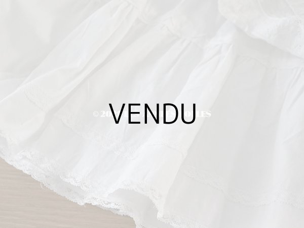 画像14: アンティーク 洗礼式のベビードレス 手刺繍＆手縫い ピンクのリボン付き  (14)