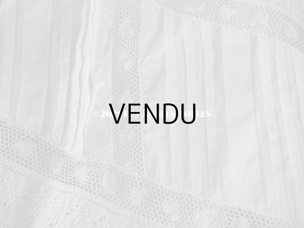 画像12: アンティーク 洗礼式のベビードレス 手刺繍＆手縫い ピンクのリボン付き  (12)